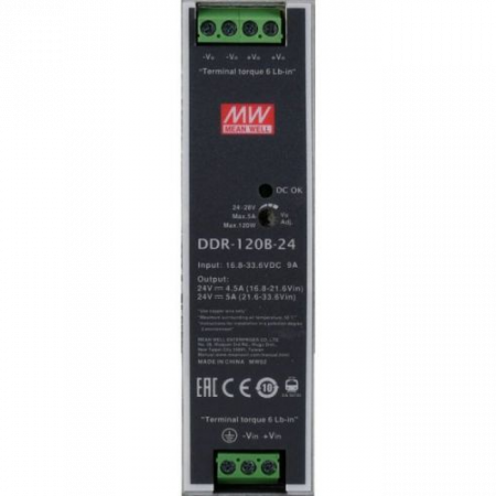 DDR-120B-24 Преобразователь: DC/DC; 120Вт; Uвх:16,8 - 33,6.В; Uвых:24ВDC; Iвых:5А, Mean Well