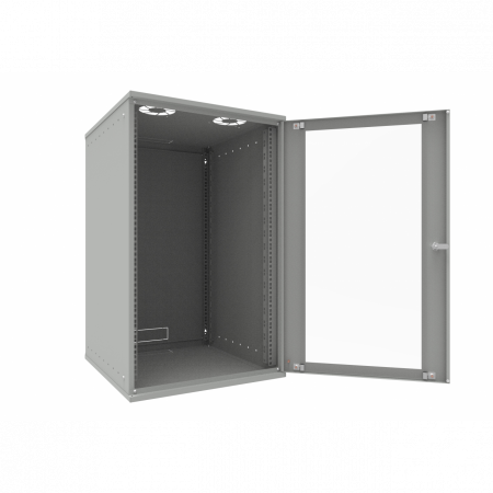 Шкаф телекоммуникационный настенный 18U, 523х600х866мм серия LITE (стеклянная дверь)