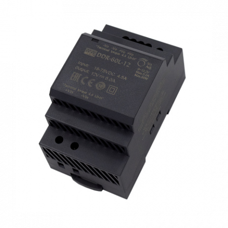 DDR-60L-12, DC/DC преобразователь, 60Вт, вход 18-75В,выход 12В/5А Mean Well