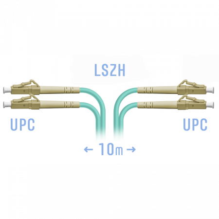 Патчкорд оптический LC/UPC MM Duplex 10 метров