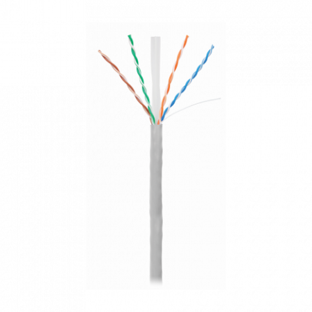 Кабель NETLAN U/UTP 4 пары, Кат.6 (Класс E), 250МГц, одножильный, BC (чистая медь), внутренний, PVC нг(B), серый, 305м