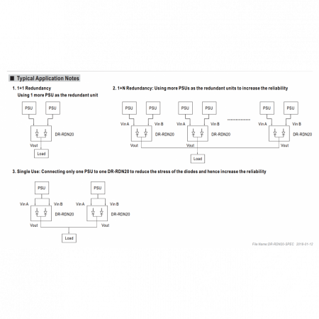 DR-RDN20 Модуль резервирования питания Вх:21-28В; Вых:24В/20A Mean Well