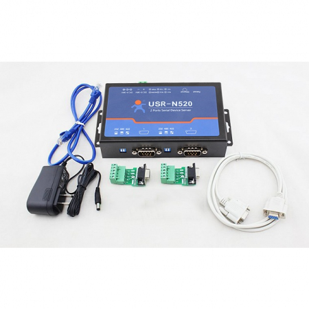2-портовый конвертер интерфейсов RS232/RS422/RS485 в Ethernet TCP/IP, металл корпус