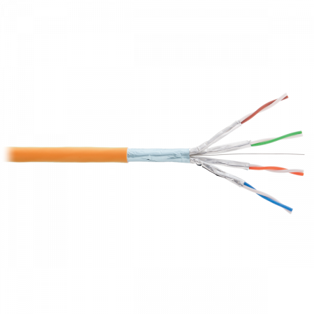 Кабель NIKOLAN F/FTP 4 пары, Кат.6 (Класс E), тест по ISO/IEC, 250МГц, одножильный, BC (чистая медь), 23AWG (0,57мм), внутренний, LSZH нг(А)-HFLTx