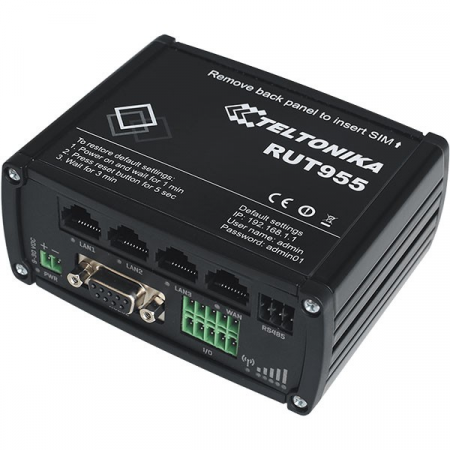 Промышленный Wi-Fi/4G маршрутизатор Teltonika RUT955 (в комплекте DIN rail + GNSS-антенна)