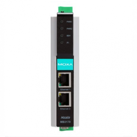 Преобразователь MGate MB3170 1-портовый преобразователь Modbus RTU/ASCII (RS-232/422/485) в Modbus TCP в промышленном исполнении