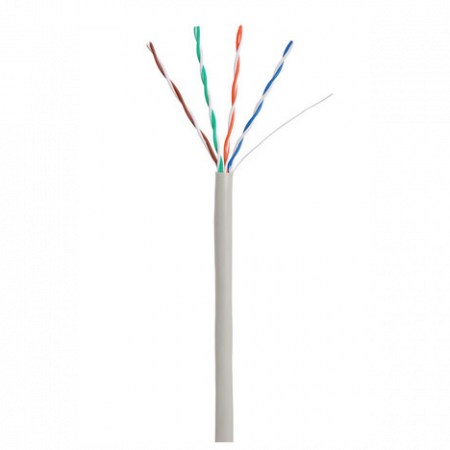 Кабель NETLAN U/UTP 4 пары, Кат.5e, 100МГц, одножильный, CCA (омедненный алюминий), внутренний, PVC нг(B), серый, 305м