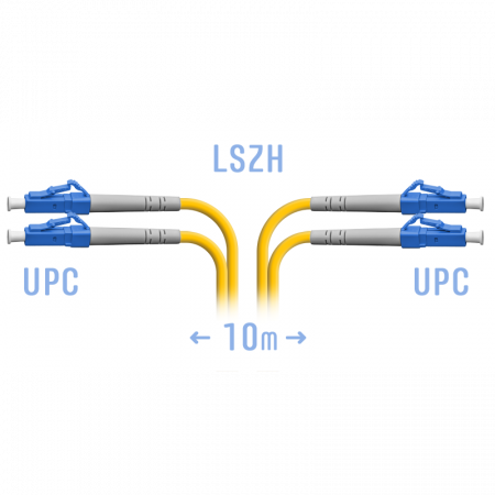 Патчкорд оптический LC/UPC SM Duplex  10 метров