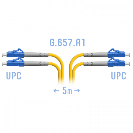 Патчкорд оптический LC/UPC SM G.657.A1 Duplex 5 метров