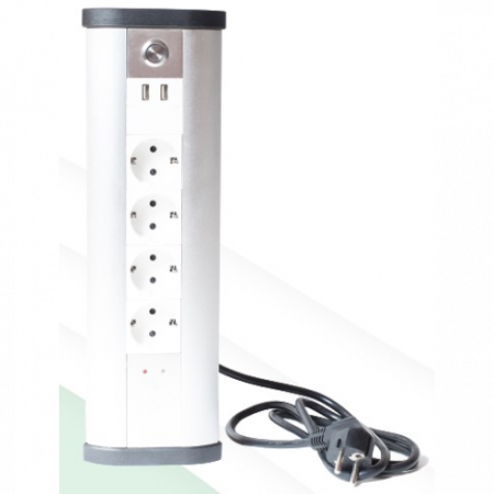 Блок розеточный управляемый (WI-FI), 4х2К+З, 2-USB (45х45), алюминий