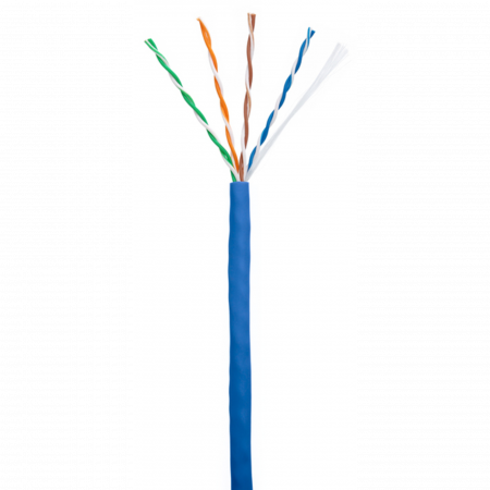 Кабель NETLAN U/UTP 4 пары, Кат.5e (Класс D), 100МГц, одножильный, BC (чистая медь), внутренний, PVC нг(B), синий, 305м
