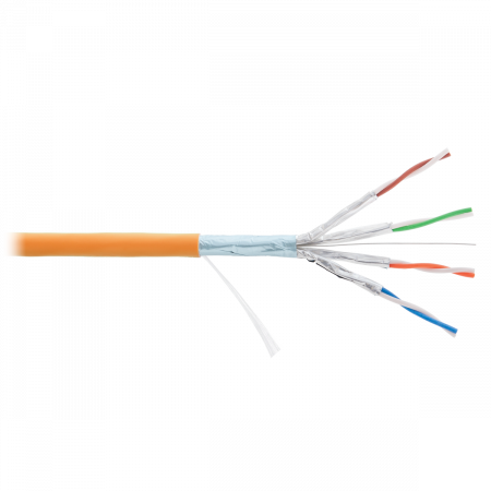 Кабель NIKOLAN F/FTP 4 пары, Кат.6a (Класс Eа), тест по ISO/IEC, 500МГц, одножильный, BC (чистая медь), 23AWG (0,56мм), внутренний, LSZH нг(А)-HFLTx, 