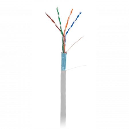 Кабель NETLAN F/UTP 4 пары, Кат.5e (Класс D), 100МГц, одножильный, BC (чистая медь), внутренний, PVC нг(B), серый, 100м