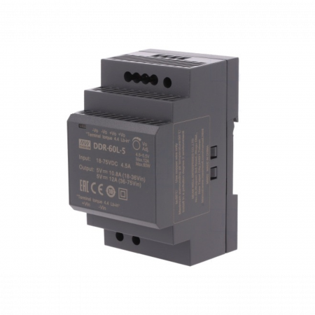 DDR-60L-5, DC/DC преобразователь, 60Вт, вход 18-75В, выход 5В/6А Mean Well