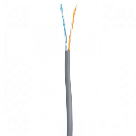 Кабель NETLAN U/UTP 2 пары, Кат.5 (Класс D), 100МГц, одножильный, BC (чистая медь), внутренний, PVC нг(B), серый, 100м