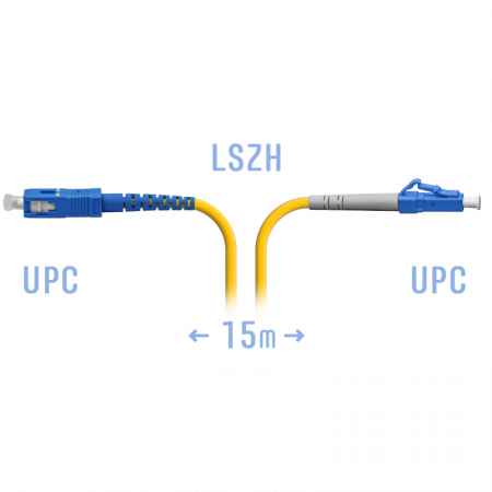 Патчкорд оптический LC/UPC-SC/UPC SM 15метров