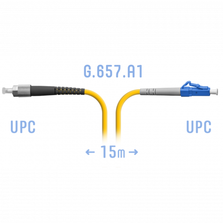 Патчкорд оптический LC/UPC-FC/UPC SM G.657.A1 15 метров