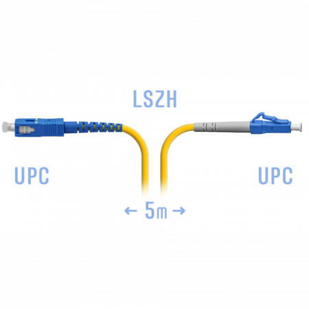 Патчкорд оптический LC/UPC-SC/UPC SM  5метров