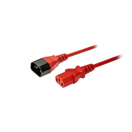 Кабель питания IEC320-C14/IEC320-C13, 220B, 10А, 1.8м, красный (для резервного питания)