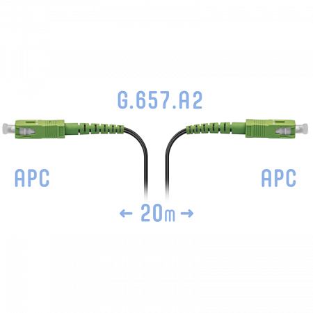 Патчкорд оптический FTTH SC/APC, кабель 604-06-01, 20 метров