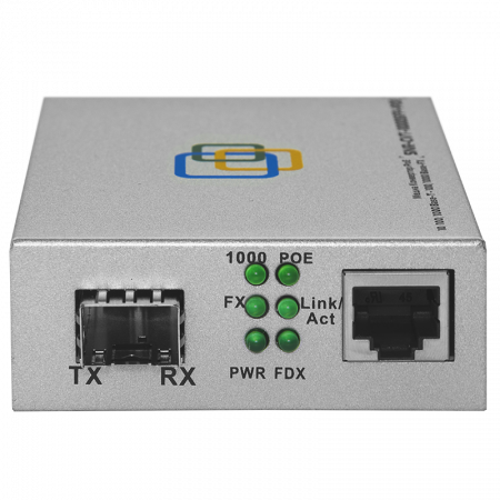 Медиаконвертер  10/100/1000-Base-T c PoE / 100/1000Base-FX с SFP-портом