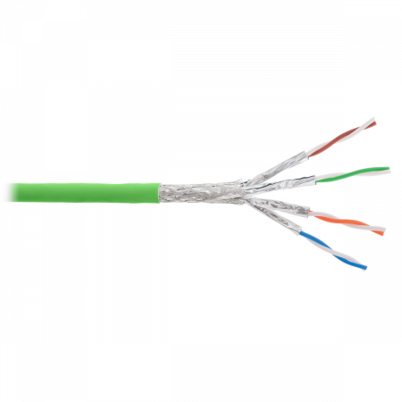 Кабель NIKOLAN S/FTP 4 пары, Кат.7 (Класс F), тест по ISO/IEC, 600МГц, одножильный, BC (чистая медь), 23AWG (0,56мм), внутренний, LSZH нг(А)-HFLTx, са