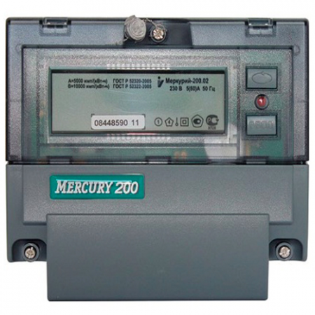 Счетчик Меркурий 200.02 1Ф, 5-60А, 1.0 класс, многотарифный, CAN, ЖКИ