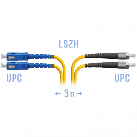 Патчкорд оптический FC/UPC-SC/UPC SM Duplex 3метра