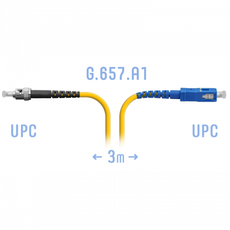 Патчкорд оптический ST/UPC-SC/UPC SM G.657.A1 3 метра
