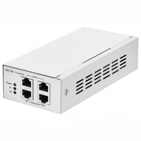 PoE инжектор неуправляемый PI-300-2, 2x10/100/1000BASE-T 802.3af&at, PoE бюджет 60Вт