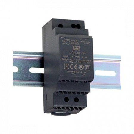 DDR-30L-24, DC/DC преобразователь, 30Вт, вход 18-75В,выход 24В/1.25А Mean Well