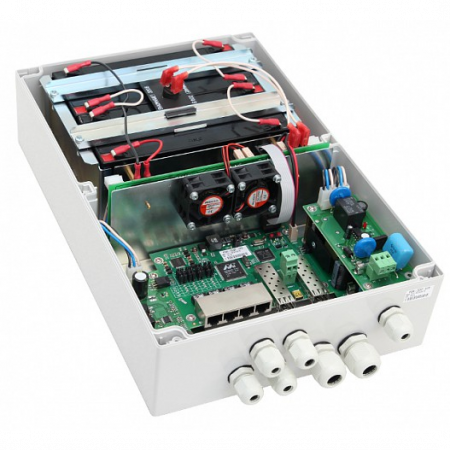 Уличный управляемый PoE коммутатор TFORTIS PSW-2G4F-UPS 4FE PoE +2 GB SFP порта, питание 220В, IP66 c системой бесперебойного питания, 4 АКБ в кмпл