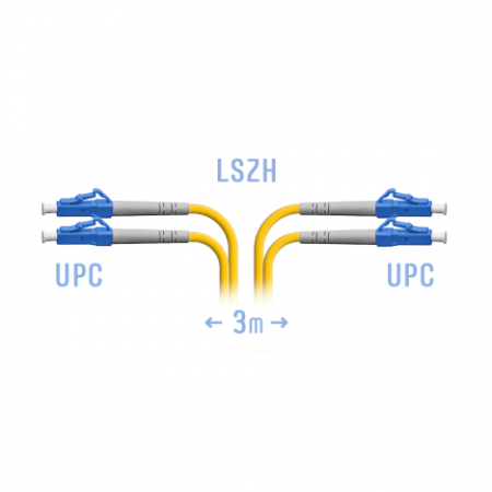 Патчкорд оптический LC/UPC SM Duplex  3 метра