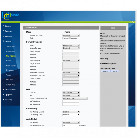 IP-телефон SNR-VP-56, поддержка PoE