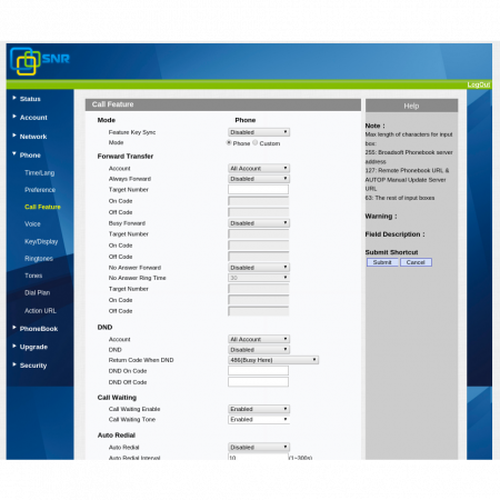 IP-телефон SNR-VP-51W без БП, поддержка PoE, белый цвет