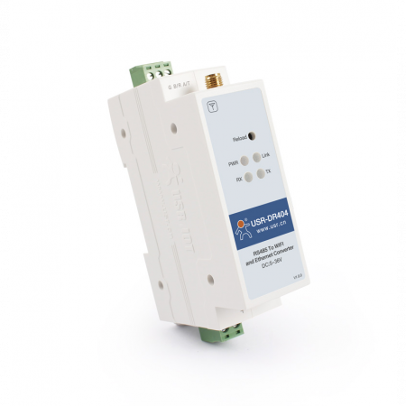 USR-DR404, 1-портовый конвертер интерфейсов RS485 в Wi-Fi/Ethernet на DIN-рейку