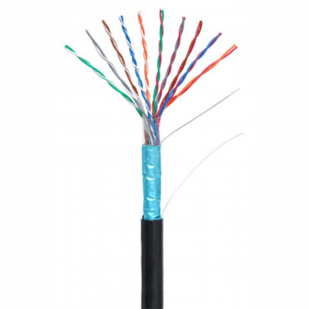 Кабель NETLAN F/UTP 10 пар, Кат.5 (Класс D), 100МГц, одножильный, BC (чистая медь), внешний, PE до -40C, черный, 305м