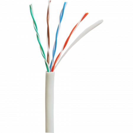 Кабель NETLAN U/UTP 4 пары, Кат.3 (Класс C), 16МГц, одножильный, BC (чистая медь), внутренний, PVC нг(B), серый, 305м