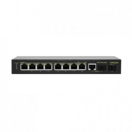 PoE коммутатор Web Smart PWS-CS08-120M,  8x10/100BASE-TX PoE 802.3af&at + 1xGb Combo + 1x1000BASE-X, внешний БП 125Вт