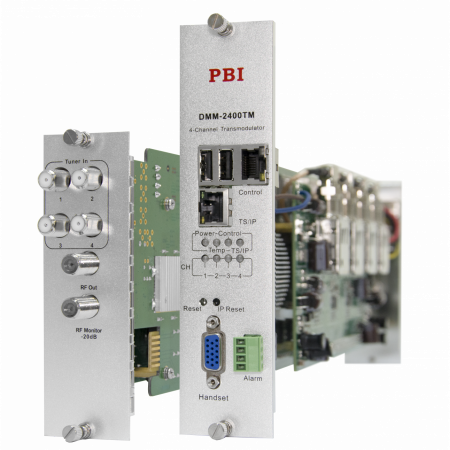Модуль 4-тюнерного трансмодулятора QAM DMM-2410TM-30T2C (4 PLP DVB-T2  в 4 DVB-C) для цифровой ГС PBI DMM-1000