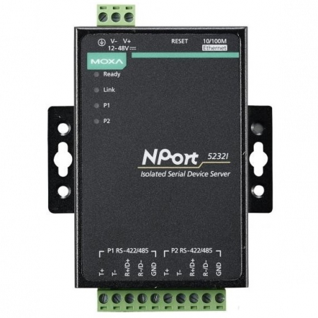 NPort 5232i 2-портовый асинхронный сервер RS-422/485 в Ethernet с изоляцией 2 КВ