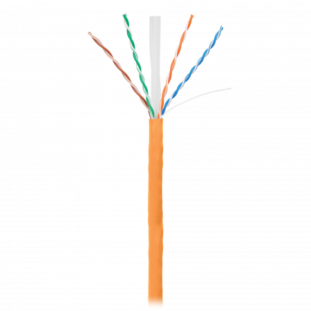 Кабель NETLAN U/UTP 4 пары, Кат.6 (Класс E), 250МГц, одножильный, BC (чистая медь), внутренний, LSZH нг(B)-HF, оранжевый, 305м