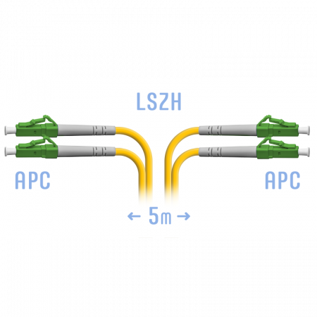 Патчкорд оптический LC/APC SM Duplex 5 метров