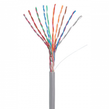 Кабель NETLAN U/UTP 10 пар, Кат.5 (Класс D), 100МГц, одножильный, BC (чистая медь), внутренний, PVC нг(B), серый, 305м