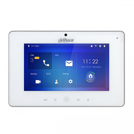 Монитор IP-видеодомофона Dahua DH-VTH5221DW-C 7 дюймов, 1Мп передняя камера, карта памяти до 32Гб, DC12В/PoE(802.3af)