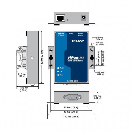 NPort 5130 RU 1-портовый асинхронный сервер RS-422/485 в Ethernet MOXA