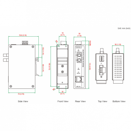IMC-21A-S-SC Медиаконвертер Ethernet 10/100BaseTX в 100BaseFX (одномодовое оптоволокно) в металлическом корпусе MOXA