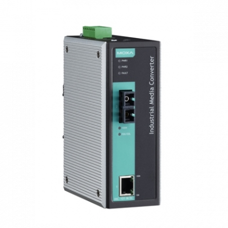 Медиаконвертер Ethernet 10/100BaseTX в 100BaseFX (многомодовое оптоволокно) в металлическом корпусе MOXA