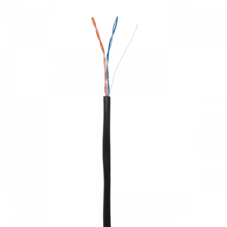 Кабель NETLAN U/UTP 2 пары, Кат.5 (Класс D), 100МГц, одножильный, BC (чистая медь), внешний, PE до -40C, черный, 305м