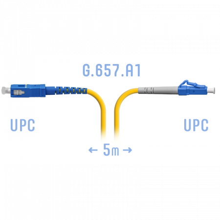 Патчкорд оптический LC/UPC-SC/UPC SM G.657.A1 5 метров
